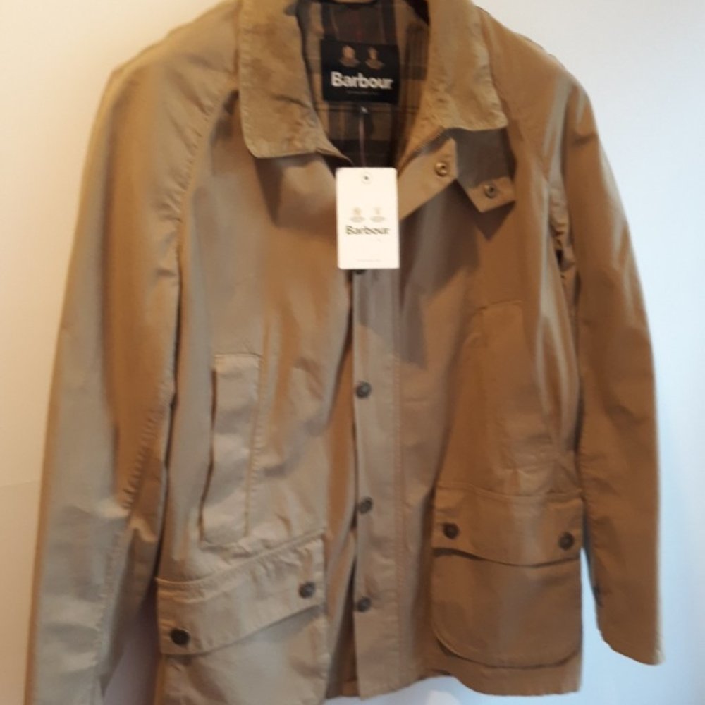 Barbour Mens Ashby Casual Jacket,  Size Med, Stone-Khaki Color,  New With Defect